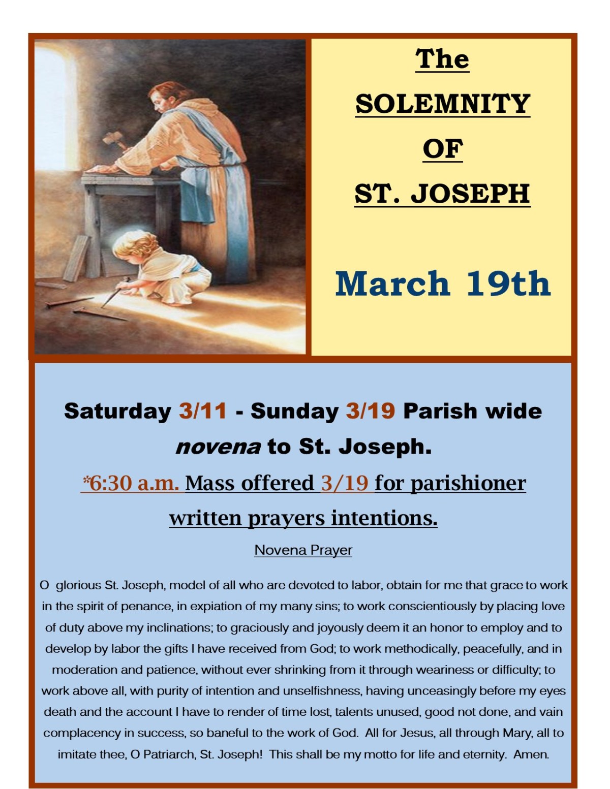 2023 Parish-Wide Consecration to St. Joseph