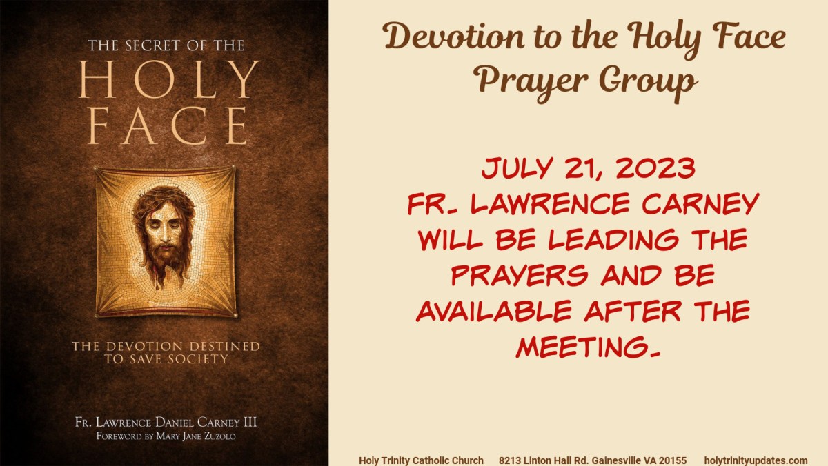 Holy Face Prayer Group, Tonight!